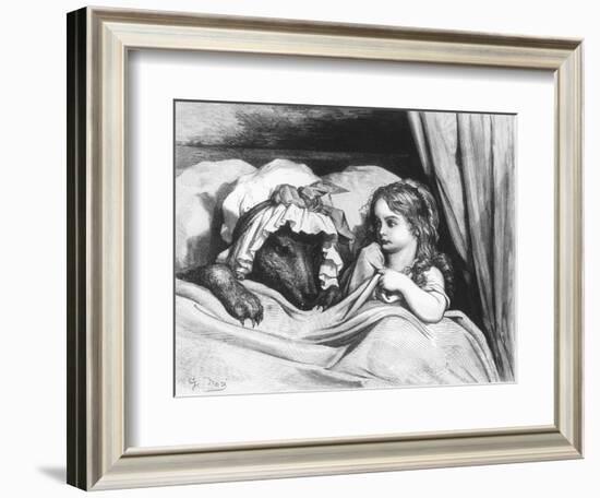 Little Red Riding Hood and the Wolf', Illustration from 'Les Contes De Perrault'-Gustave Doré-Framed Giclee Print