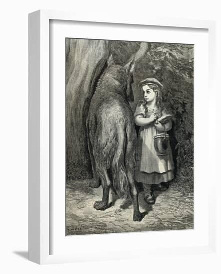 Little Red Riding Hood and the Wolf in the Forest-Paul Gustave-Framed Art Print