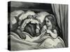 Little Red Riding Hood and Wolf Dressed as Her Grandmother-Gustave Doré-Stretched Canvas