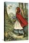 Little Red Riding Hood Catching Butterflies-English School-Stretched Canvas