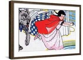 Little Red Riding Hood Chased By the Wolf-Julia Letheld Hahn-Framed Art Print