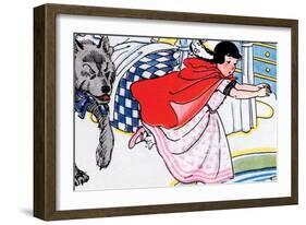 Little Red Riding Hood Chased By the Wolf-Julia Letheld Hahn-Framed Art Print