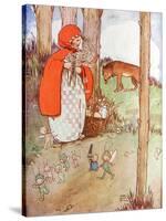 Little Red Riding Hood in the Forest-null-Stretched Canvas