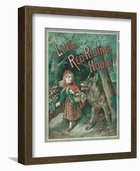 Little Red Riding Hood is Taken by Surprise When a Wolf Appears from Behind a Tree-null-Framed Art Print