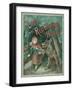 Little Red Riding Hood is Taken by Surprise When a Wolf Appears from Behind a Tree-null-Framed Art Print