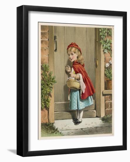 Little Red Riding Hood Knocks at Her Grandmother's Door-null-Framed Photographic Print