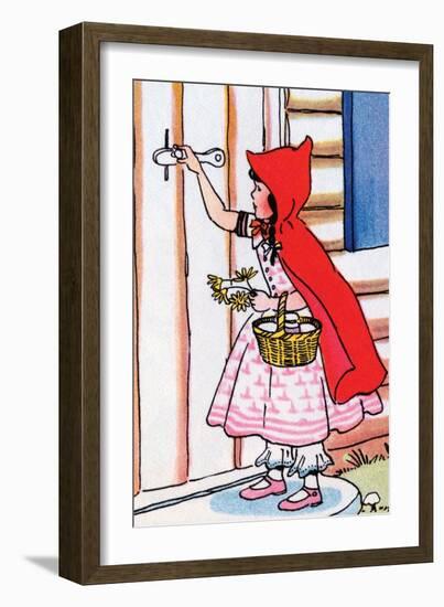 Little Red Riding Hood Knocks on Grandma's Door-Julia Letheld Hahn-Framed Art Print