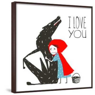 Little Red Riding Hood Loves Black Wolf Little Red Riding Hood Hugs Wolf Illustration For The Fai Prints Popmarleo Allposters Com