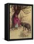 Little Red Riding Hood Meets the Wolf in the Woods-Warwick Goble-Framed Stretched Canvas