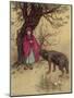 Little Red Riding Hood Meets the Wolf in the Woods-Warwick Goble-Mounted Photographic Print