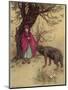 Little Red Riding Hood Meets the Wolf in the Woods-Warwick Goble-Mounted Photographic Print