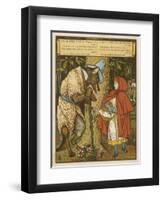 Little Red Riding Hood Meets the Wolf in the Woods-Walter Crane-Framed Art Print