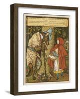 Little Red Riding Hood Meets the Wolf in the Woods-Walter Crane-Framed Art Print