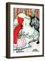 Little Red Riding Hood Meets the Wolf-Julia Letheld Hahn-Framed Art Print