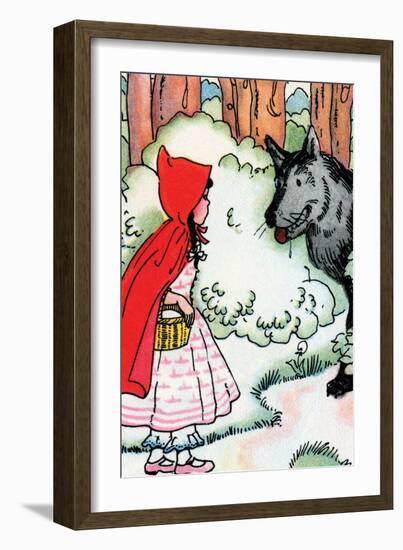 Little Red Riding Hood Meets the Wolf-Julia Letheld Hahn-Framed Art Print