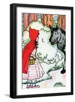 Little Red Riding Hood Meets the Wolf-Julia Letheld Hahn-Framed Art Print