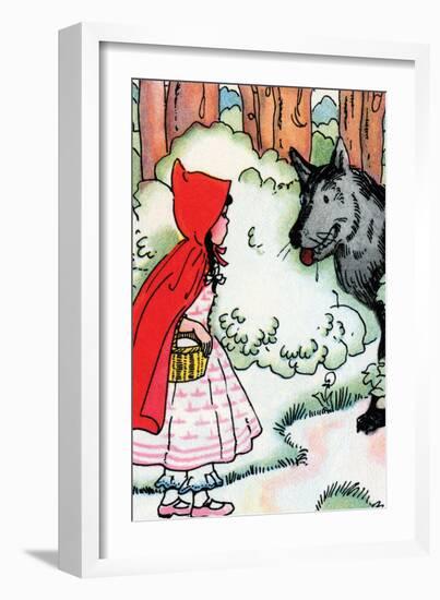 Little Red Riding Hood Meets the Wolf-Julia Letheld Hahn-Framed Art Print