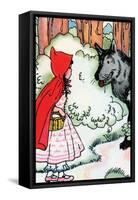 Little Red Riding Hood Meets the Wolf-Julia Letheld Hahn-Framed Stretched Canvas
