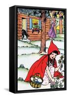 Little Red Riding Hood Picks Flowers-Julia Letheld Hahn-Framed Stretched Canvas