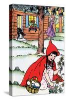 Little Red Riding Hood Picks Flowers-Julia Letheld Hahn-Stretched Canvas