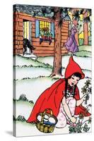 Little Red Riding Hood Picks Flowers-Julia Letheld Hahn-Stretched Canvas