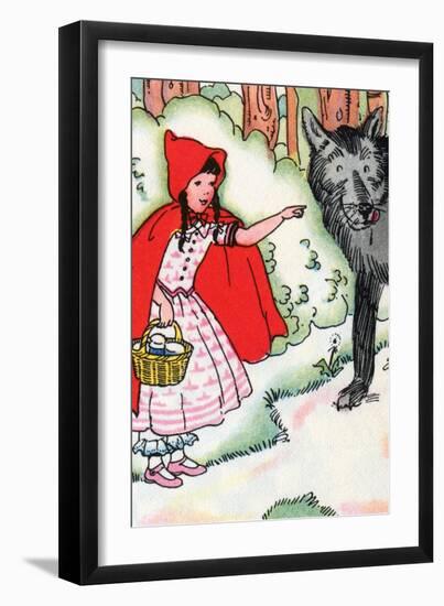 Little Red Riding Hood Tells the Wolf of Her Trip-Julia Letheld Hahn-Framed Art Print