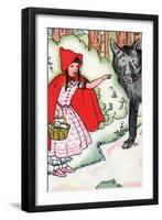 Little Red Riding Hood Tells the Wolf of Her Trip-Julia Letheld Hahn-Framed Art Print