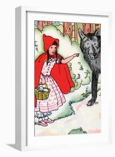 Little Red Riding Hood Tells the Wolf of Her Trip-Julia Letheld Hahn-Framed Art Print