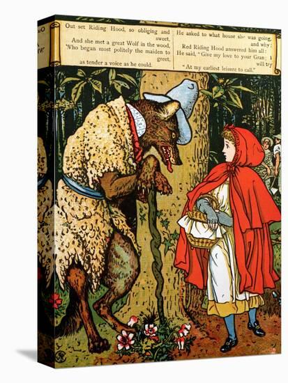 'Little Red Riding Hood', the Wolf Accosting Her in the Forest-Walter Crane-Stretched Canvas