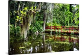 Little Red Southern Footbridge-George Oze-Stretched Canvas