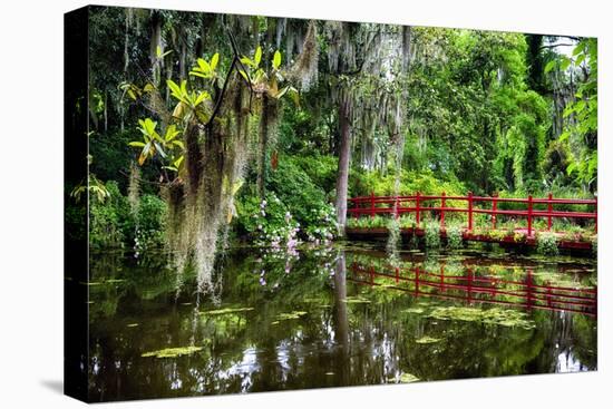 Little Red Southern Footbridge-George Oze-Stretched Canvas