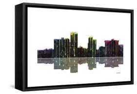 Little Rock Arkansas Skyline BW 1-Marlene Watson-Framed Stretched Canvas