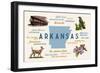 Little Rock, Arkansas - Typography and Icons-Lantern Press-Framed Art Print