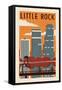 Little Rock, Arkansas - Woodblock-Lantern Press-Framed Stretched Canvas