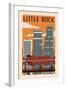 Little Rock, Arkansas - Woodblock-Lantern Press-Framed Art Print