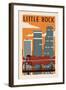 Little Rock, Arkansas - Woodblock-Lantern Press-Framed Art Print