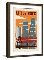 Little Rock, Arkansas - Woodblock-Lantern Press-Framed Art Print