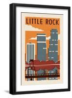 Little Rock, Arkansas - Woodblock-Lantern Press-Framed Art Print