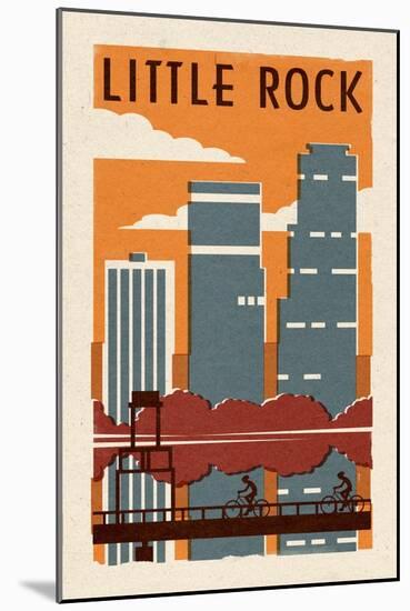 Little Rock, Arkansas - Woodblock-Lantern Press-Mounted Art Print