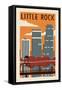 Little Rock, Arkansas - Woodblock-Lantern Press-Framed Stretched Canvas