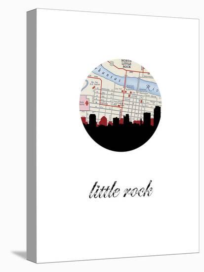 Little Rock Map Skyline-Paperfinch 0-Stretched Canvas