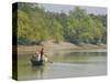 Little Rowing Boat in the Swampy Areas of the Sundarbans, UNESCO World Heritage Site, Bangladesh-Michael Runkel-Stretched Canvas