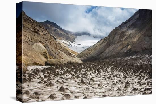 Little Sand Mounds on a Glacier Field on Mutnovsky Volcano, Kamchatka, Russia, Eurasia-Michael Runkel-Stretched Canvas