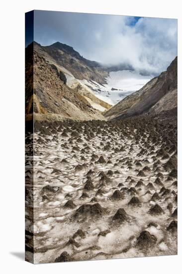 Little Sand Mounds on a Glacier Field on Mutnovsky Volcano, Kamchatka, Russia, Eurasia-Michael Runkel-Stretched Canvas