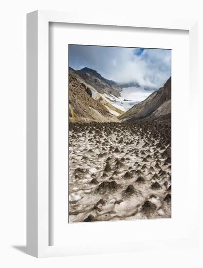 Little Sand Mounds on a Glacier Field on Mutnovsky Volcano, Kamchatka, Russia, Eurasia-Michael Runkel-Framed Photographic Print