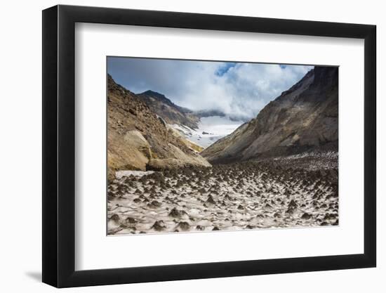 Little Sand Mounds on a Glacier Field on Mutnovsky Volcano, Kamchatka, Russia, Eurasia-Michael Runkel-Framed Photographic Print