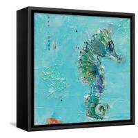 Little Seahorse Blue-Kellie Day-Framed Stretched Canvas