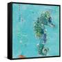 Little Seahorse Blue-Kellie Day-Framed Stretched Canvas