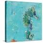 Little Seahorse Blue-Kellie Day-Stretched Canvas