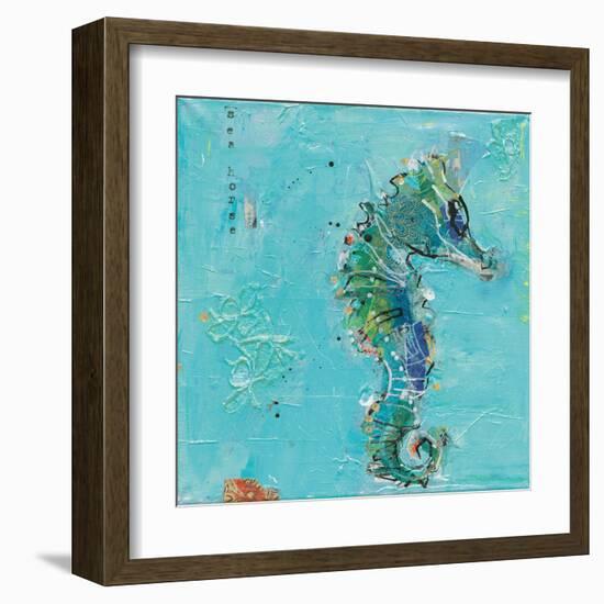 Little Seahorse Blue-Kellie Day-Framed Art Print